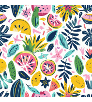 Summer Patterns in Modern Flat Line Style - Hand-Drawn Vector Illustration