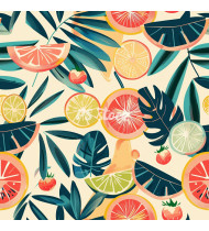 Summer Patterns in Modern Flat Line Style - Hand-Drawn Vector Illustration