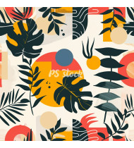 Summer Patterns in Modern Flat Line Style - Hand-Drawn Vector Illustration