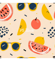 Summer Patterns in Modern Flat Line Style - Hand-Drawn Vector Illustration