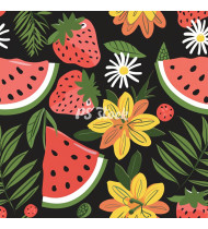 Summer Patterns in Modern Flat Line Style - Hand-Drawn Vector Illustration