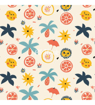 Summer Patterns in Modern Flat Line Style - Hand-Drawn Vector Illustration