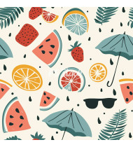 Summer Patterns in Modern Flat Line Style - Hand-Drawn Vector Illustration