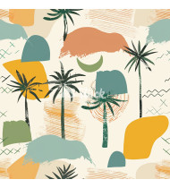 Summer Patterns in Modern Flat Line Style - Hand-Drawn Vector Illustration