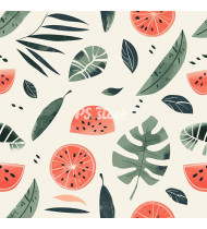 Summer Patterns in Modern Flat Line Style - Hand-Drawn Vector Illustration