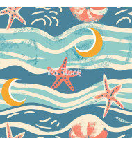 Summer Patterns in Modern Flat Line Style - Hand-Drawn Vector Illustration