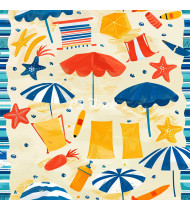 Summer Patterns in Modern Flat Line Style - Hand-Drawn Vector Illustration