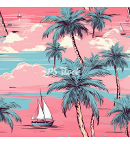 Summer Patterns in Modern Flat Line Style - Hand-Drawn Vector Illustration