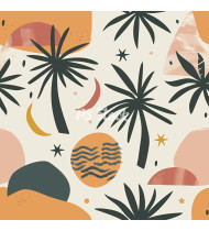 Summer Patterns in Modern Flat Line Style - Hand-Drawn Vector Illustration