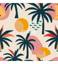 Summer Patterns in Modern Flat Line Style - Hand-Drawn Vector Illustration