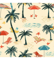 Summer Patterns in Modern Flat Line Style - Hand-Drawn Vector Illustration