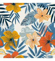 Summer Patterns in Modern Flat Line Style - Hand-Drawn Vector Illustration