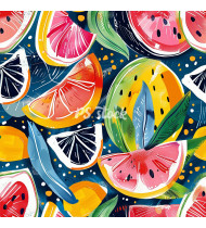 Summer Patterns in Modern Flat Line Style - Hand-Drawn Vector Illustration