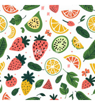 Summer Patterns in Modern Flat Line Style - Hand-Drawn Vector Illustration