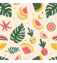 Summer Patterns in Modern Flat Line Style - Hand-Drawn Vector Illustration