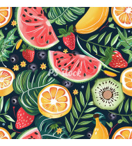 Summer Patterns in Modern Flat Line Style - Hand-Drawn Vector Illustration