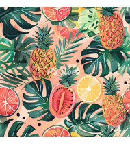 Summer Patterns in Modern Flat Line Style - Hand-Drawn Vector Illustration