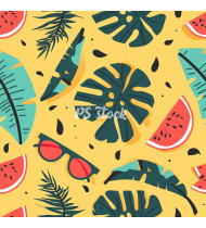 Summer Patterns in Modern Flat Line Style - Hand-Drawn Vector Illustration