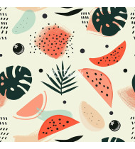 Summer Patterns in Modern Flat Line Style - Hand-Drawn Vector Illustration