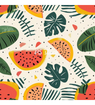 Summer Patterns in Modern Flat Line Style - Hand-Drawn Vector Illustration