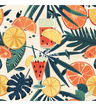 Summer Patterns in Modern Flat Line Style - Hand-Drawn Vector Illustration