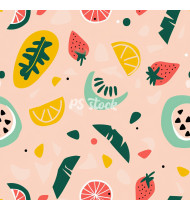 Summer Patterns in Modern Flat Line Style - Hand-Drawn Vector Illustration