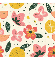 Summer Patterns in Modern Flat Line Style - Hand-Drawn Vector Illustration