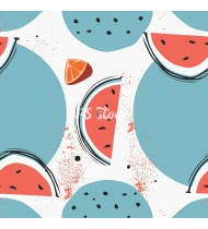 Summer Patterns in Modern Flat Line Style - Hand-Drawn Vector Illustration