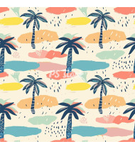 Summer Patterns in Modern Flat Line Style - Hand-Drawn Vector Illustration