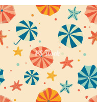 Summer Patterns in Modern Flat Line Style - Hand-Drawn Vector Illustration