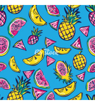 Summer Patterns in Modern Flat Line Style - Hand-Drawn Vector Illustration