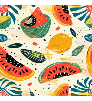 Summer Patterns in Modern Flat Line Style - Hand-Drawn Vector Illustration