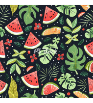 Summer Patterns in Modern Flat Line Style - Hand-Drawn Vector Illustration