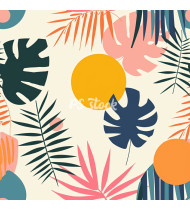 Summer Patterns in Modern Flat Line Style - Hand-Drawn Vector Illustration