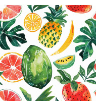 Summer Patterns in Modern Flat Line Style - Hand-Drawn Vector Illustration