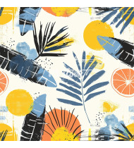 Summer Patterns in Modern Flat Line Style - Hand-Drawn Vector Illustration