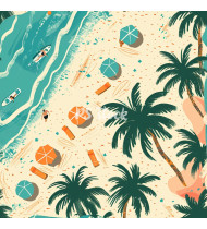 Summer Patterns in Modern Flat Line Style - Hand-Drawn Vector Illustration