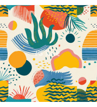 Summer Patterns in Modern Flat Line Style - Hand-Drawn Vector Illustration