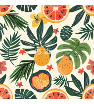 Summer Patterns in Modern Flat Line Style - Hand-Drawn Vector Illustration