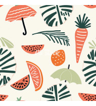 Summer Patterns in Modern Flat Line Style - Hand-Drawn Vector Illustration