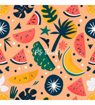 Summer Patterns in Modern Flat Line Style - Hand-Drawn Vector Illustration