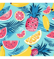 Summer Patterns in Modern Flat Line Style - Hand-Drawn Vector Illustration