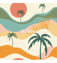 Summer Patterns in Modern Flat Line Style - Hand-Drawn Vector Illustration