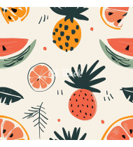 Summer Patterns in Modern Flat Line Style - Hand-Drawn Vector Illustration