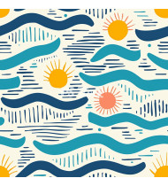 Summer Patterns in Modern Flat Line Style - Hand-Drawn Vector Illustration