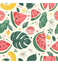 Summer Patterns in Modern Flat Line Style - Hand-Drawn Vector Illustration