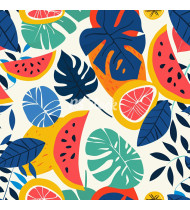 Summer Patterns in Modern Flat Line Style - Hand-Drawn Vector Illustration