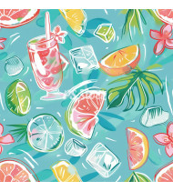 Summer Patterns in Modern Flat Line Style - Hand-Drawn Vector Illustration