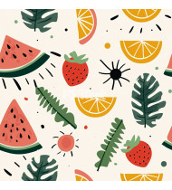 Summer Patterns in Modern Flat Line Style - Hand-Drawn Vector Illustration