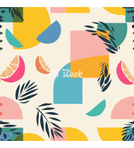 Summer Patterns in Modern Flat Line Style - Hand-Drawn Vector Illustration